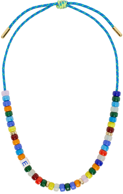 Eliou Buzio Cord, Bead And Gold-plated Necklace In Blue
