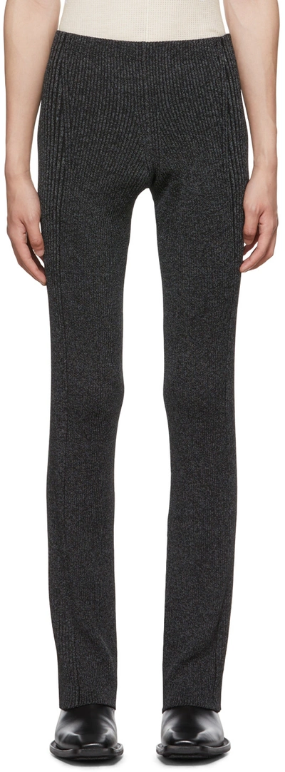 Dion Lee Marl-knit Ribbed Flared Trousers In Black