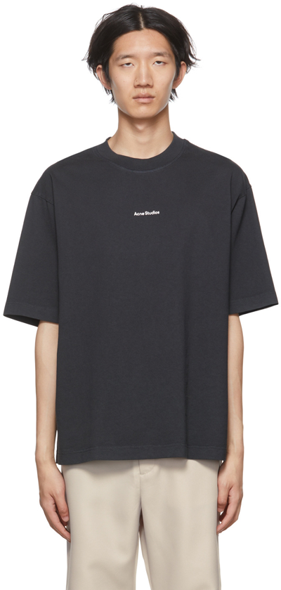 Acne Studios Extorr Embroidered-logo Crew-neck Cotton T-shirt In Black