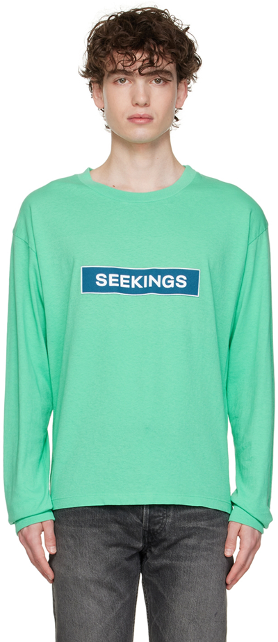 Seekings Green Cotton Long Sleeve T-shirt In Spearmint