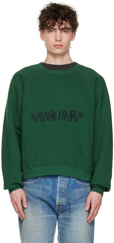 Seekings Green Double Logo Printed Sweatshirt In Racing Green