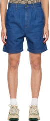 GUCCI BLUE EMBROIDERED SHORTS