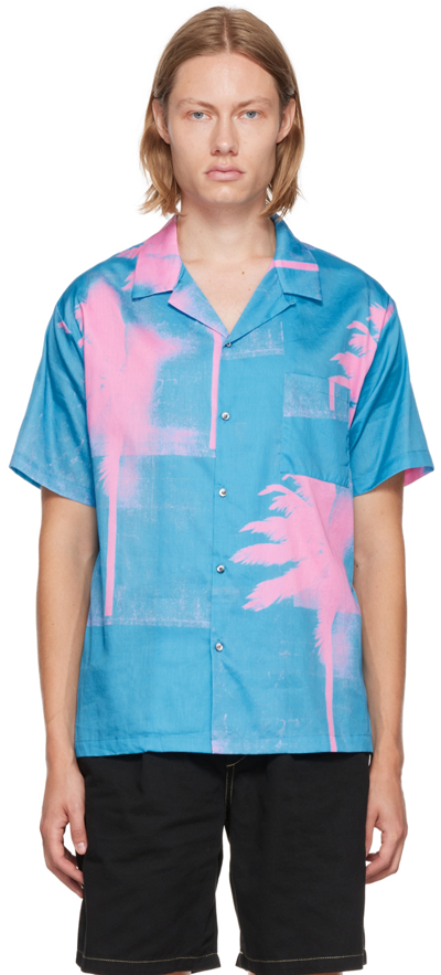 Double Rainbouu Blue Printed Shirt In Bikini Kill (aqua)