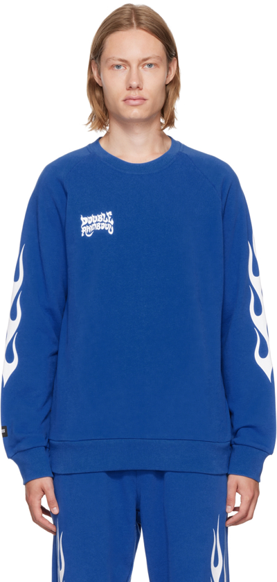 Double Rainbouu Blue Couch Surf Jumper In Blazed (cobalt)