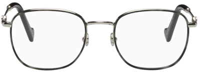 Moncler Silver Shiny Glasses In 016 Shiny Palladium