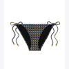 Tory Burch Printed String Bikini Bottom In Black Basketweave