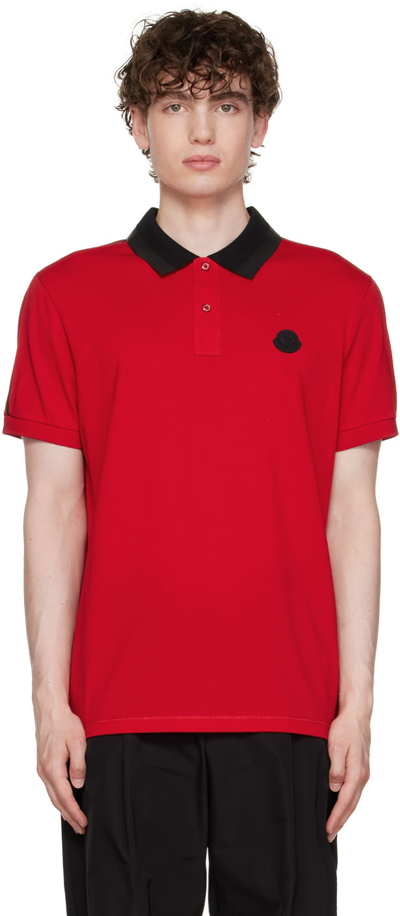 Moncler Red Cotton Polo In 463 Red