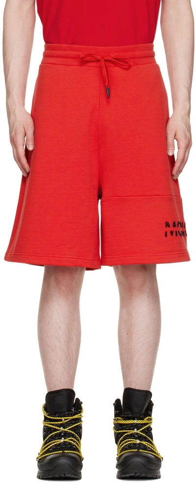 Moncler Red Cotton Shorts In 463 Red