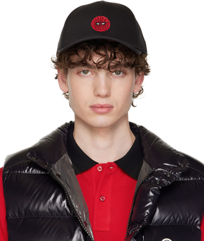 Moncler Basic 'spider Man' Baseball Cap In Black