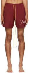 Rhude Logo-print Drawstring Shorts In Red