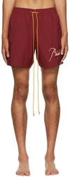 Rhude Logo-print Drawstring Shorts In Bordeaux