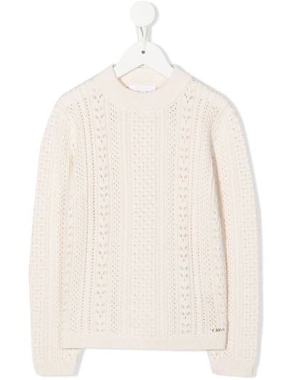 Chloé Kids' Chunky Knitted Jumper In White