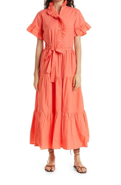 Mille Victoria Ruffle Front Dress In Melon