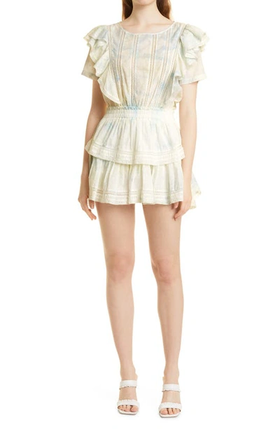 Loveshackfancy Natasha Ruffle Tiered Minidress In Lily Pond Hand Dye