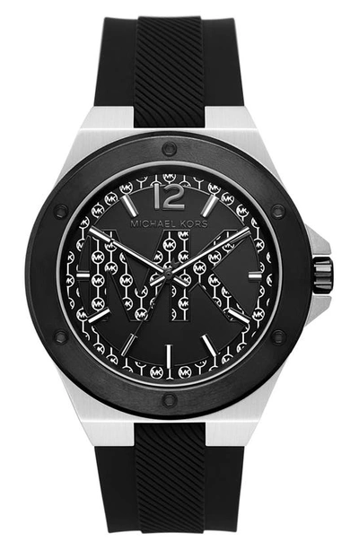 Michael Kors Lennox Stainless Steel & Silicone Strap Watch In Black