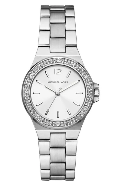 Michael Kors Women's Mini Lennox Stainless Steel & Crystal Bracelet Watch In White/silver