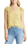 1.state Flutter Sleeve Chiffon V-neck Top In Breezy Bouquets