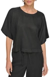 DKNY DROP SHOULDER BOXY LINEN TOP