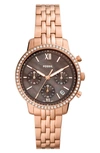 Fossil Women's Neutra Rose Gold-tone Stainless Steel Bracelet Watch, 36mm In Brown/rose Gold