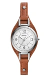 Fossil Women's Carlie Brown Leather Strap Watch, 28mm In Brown / White