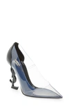 Saint Laurent Opyum Pointed-toe Pumps In Nero/ Trasparente