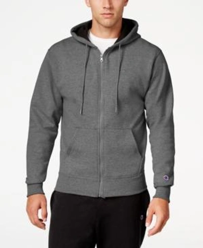 Champion Powerblend Mens Fleece Zip-up Hoodie In Gray