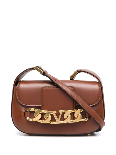 Valentino Garavani Vlogo Leather Crossbody Bag In Brown