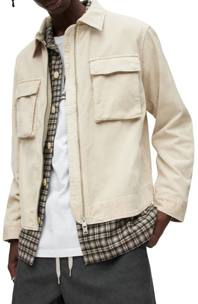 Allsaints Clifton Zip Front Jacket In Pampas White