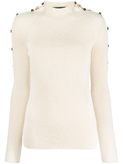 Proenza Schouler Micro-rib Button-embellished Jumper In Neutrals