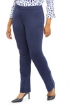 Nydj Stretch Knit Straight Leg Trousers In Evening Tide