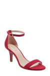Bandolino Madia Ankle Strap Sandal In Red Faux Suede