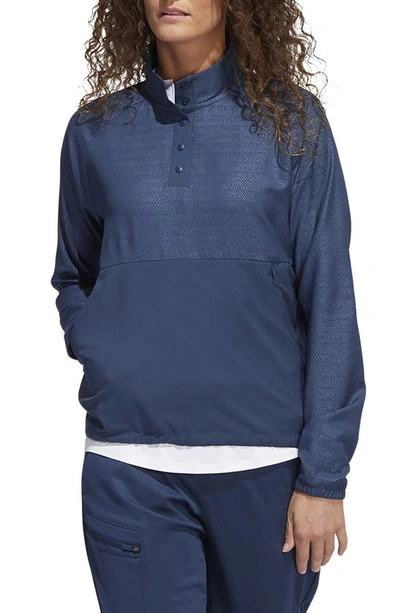 Adidas Golf Embossed Quarter-snap Pullover In Crew Navy