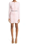 VERSACE RUCHED LONG SLEEVE GEORGETTE MINIDRESS