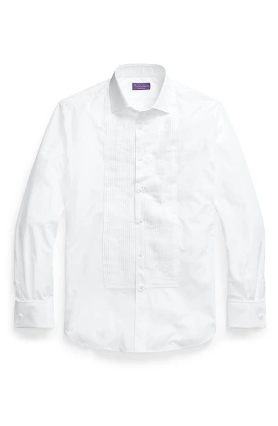 Ralph Lauren Purple Label Spread-collar Bib-front Cotton-poplin Tuxedo Shirt In White