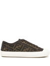 Fendi Ff Jacquard Low-top Sneakers In Brown