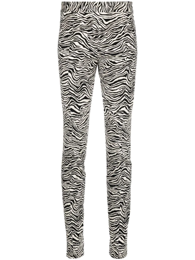 Proenza Schouler Zebra-jacquard Stretch Cotton-blend Slim-leg Pants In Animal