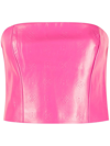 Rotate Birger Christensen Emili Pink Leatheret Top With Logo Jacquard Rotate Woman In Pink