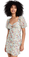 Endless Rose Floral Puff Sleeve Mini Dress In Purple Multi