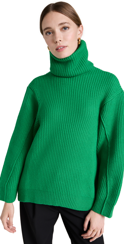 Philosophy Di Lorenzo Serafini Oversized Ribbed Wool Turtleneck Sweater In Verde