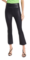 Sprwmn Crop Flare Embossed Leather Leggings In Navy