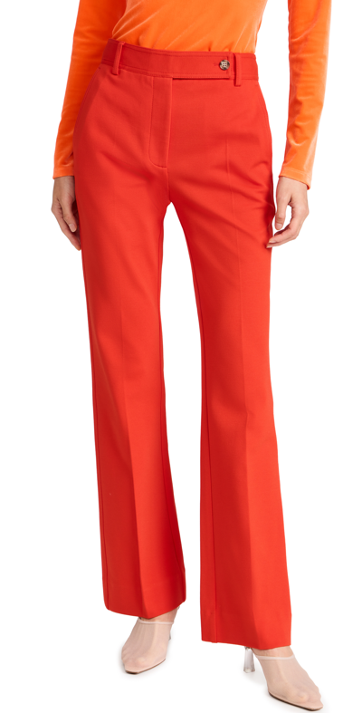 Victoria Beckham Trompette Regular-fit Straight-leg High-rise Stretch-woven Trousers In Red