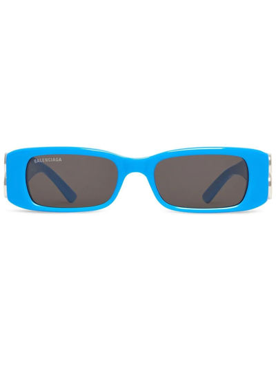 Balenciaga Dynasty Rectangle-frame Sunglasses In Blue
