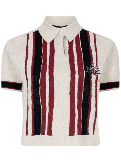 Twenty Montreal Agave Striped Knitted Polo Shirt In Neutrals