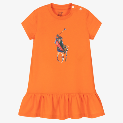 Ralph Lauren Baby Girls Orange Cotton Dress
