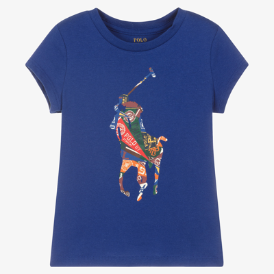 Polo Ralph Lauren Babies' Girls Blue Big Pony T-shirt