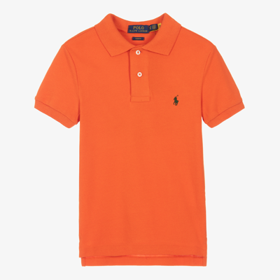 Polo Ralph Lauren Kids' Boys Orange Cotton Polo Shirt In Flannel Orange