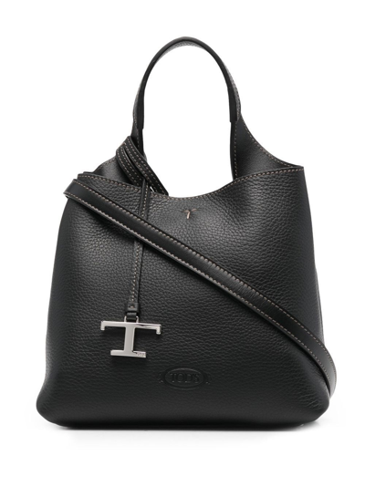 Tod's Timeless Leather Tote Bag In Black