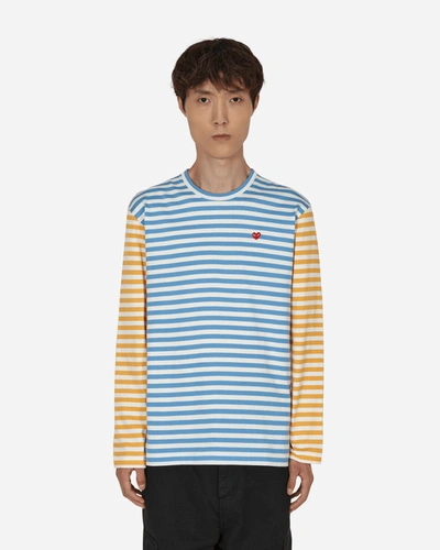 COMME DES GARÇONS PLAY BI-COLOR STRIPE LONGSLEEVE T-SHIRT BLUE