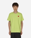 Comme Des Garçons Play Heart Patch T-shirt Acid Green Cotton T-shirt With Big Heart Patch In Green