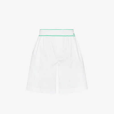 Bottega Veneta Wide-leg Logo-embroidered Cotton-twill Shorts In White